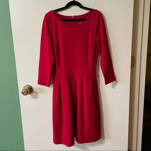 00P Banana Republic Red Long Sleeve Fit and Flare Dress